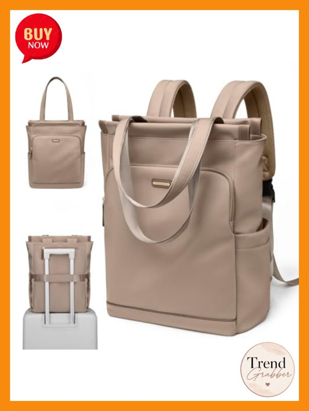 Convertible Tote Backpack Laptop 15.6" Water-Resistant Nylon Work Travel